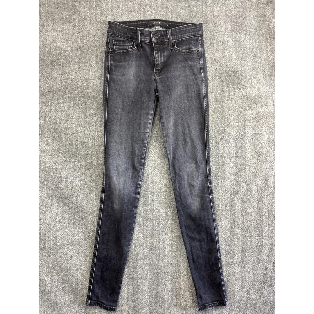 Joes Jeans Womens 25 Black Gray Mid Rise Skinny Stretch Denim Faded Slim Fit